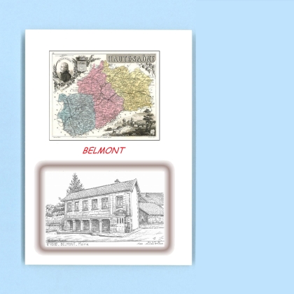 Cartes Postales impression Noir avec dpartement sur la ville de BELMONT Titre : mairie