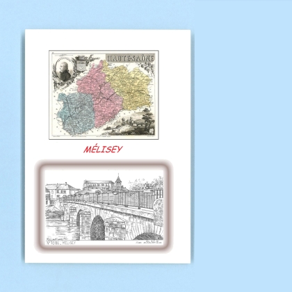 Cartes Postales impression Noir avec dpartement sur la ville de MELISEY Titre : vue