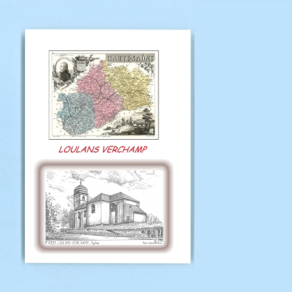 Cartes Postales impression Noir avec dpartement sur la ville de LOULANS VERCHAMP Titre : eglise