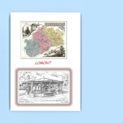 Cartes Postales impression Noir avec dpartement sur la ville de LOMONT Titre : lavoir