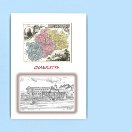 Cartes Postales impression Noir avec dpartement sur la ville de CHAMPLITTE Titre : chateau