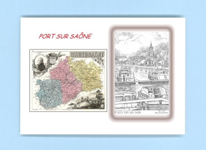 Cartes Postales impression Noir avec dpartement sur la ville de PORT SUR SAONE Titre : vue