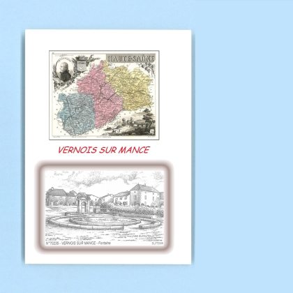 Cartes Postales impression Noir avec dpartement sur la ville de VERNOIS SUR MANCE Titre : fontaine