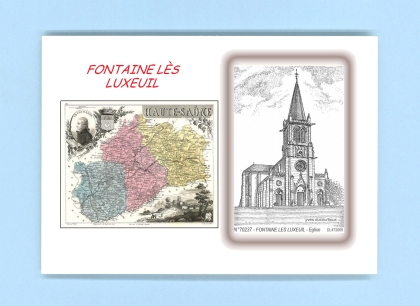 Cartes Postales impression Noir avec dpartement sur la ville de FONTAINE LES LUXEUIL Titre : eglise