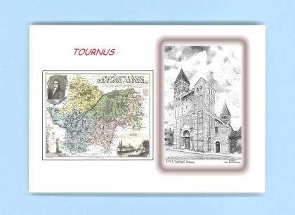 Cartes Postales impression Noir avec dpartement sur la ville de TOURNUS Titre : abbaye