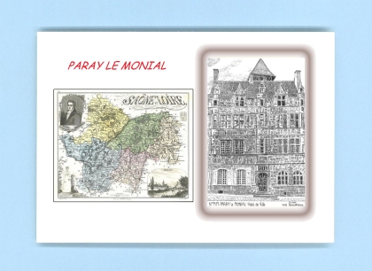 Cartes Postales impression Noir avec dpartement sur la ville de PARAY LE MONIAL Titre : hotel de ville