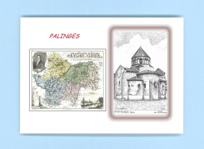 Cartes Postales impression Noir avec dpartement sur la ville de PALINGES Titre : eglise