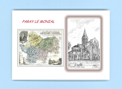 Cartes Postales impression Noir avec dpartement sur la ville de PARAY LE MONIAL Titre : basilique