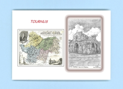 Cartes Postales impression Noir avec dpartement sur la ville de TOURNUS Titre : eglise de la madeleine
