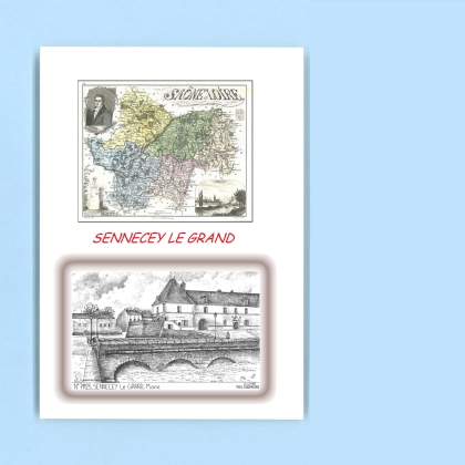 Cartes Postales impression Noir avec dpartement sur la ville de SENNECEY LE GRAND Titre : mairie