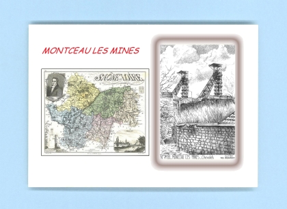 Cartes Postales impression Noir avec dpartement sur la ville de MONTCEAU LES MINES Titre : chevalets