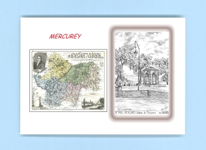 Cartes Postales impression Noir avec dpartement sur la ville de MERCUREY Titre : fontaine de marjonzin