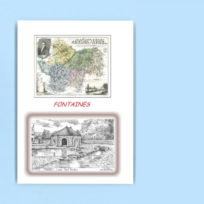 Cartes Postales impression Noir avec dpartement sur la ville de FONTAINES Titre : lavoir st nicolas