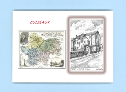 Cartes Postales impression Noir avec dpartement sur la ville de CUISEAUX Titre : chateau