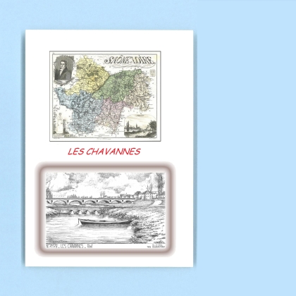 Cartes Postales impression Noir avec dpartement sur la ville de LES CHAVANNES Titre : pont