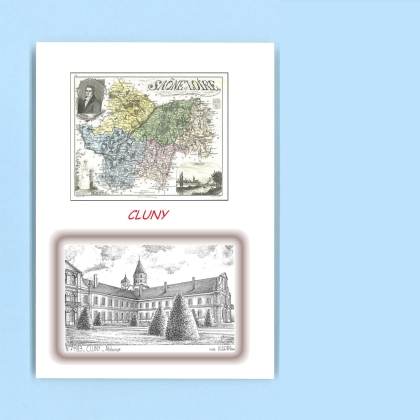 Cartes Postales impression Noir avec dpartement sur la ville de CLUNY Titre : abbaye (mairie)