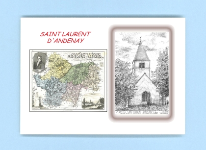 Cartes Postales impression Noir avec dpartement sur la ville de ST LAURENT D ANDENAY Titre : eglise