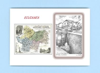 Cartes Postales impression Noir avec dpartement sur la ville de ECUISSES Titre : vue