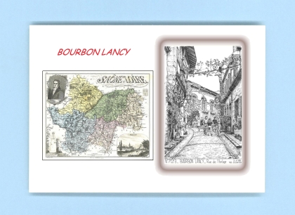 Cartes Postales impression Noir avec dpartement sur la ville de BOURBON LANCY Titre : rue de l horloge