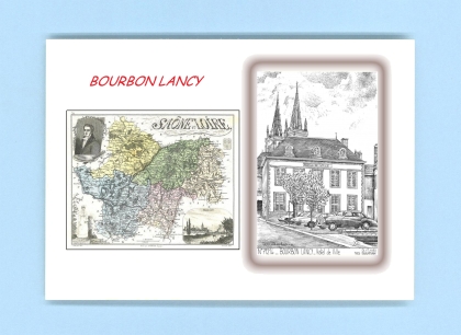 Cartes Postales impression Noir avec dpartement sur la ville de BOURBON LANCY Titre : hotel de ville