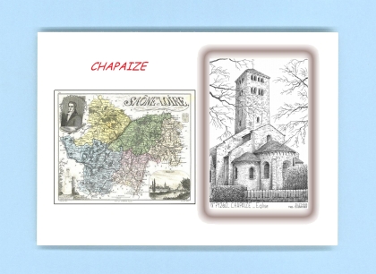 Cartes Postales impression Noir avec dpartement sur la ville de CHAPAIZE Titre : eglise