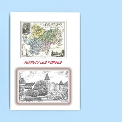 Cartes Postales impression Noir avec dpartement sur la ville de PERRECY LES FORGES Titre : vue