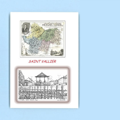 Cartes Postales impression Noir avec dpartement sur la ville de ST VALLIER Titre : place