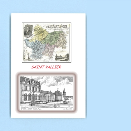 Cartes Postales impression Noir avec dpartement sur la ville de ST VALLIER Titre : mairie
