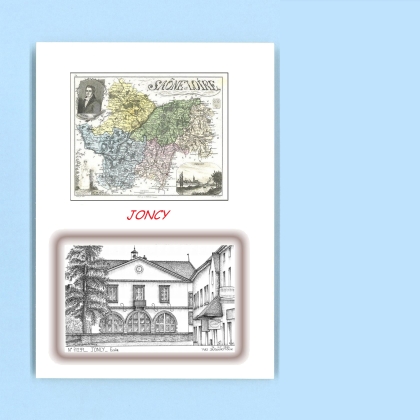 Cartes Postales impression Noir avec dpartement sur la ville de JONCY Titre : ecole