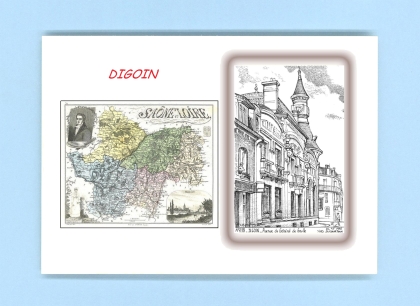 Cartes Postales impression Noir avec dpartement sur la ville de DIGOIN Titre : avenue du gal de gaulle