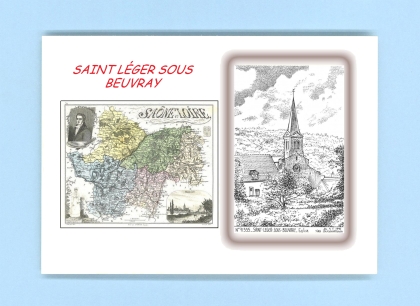 Cartes Postales impression Noir avec dpartement sur la ville de ST LEGER SOUS BEUVRAY Titre : eglise