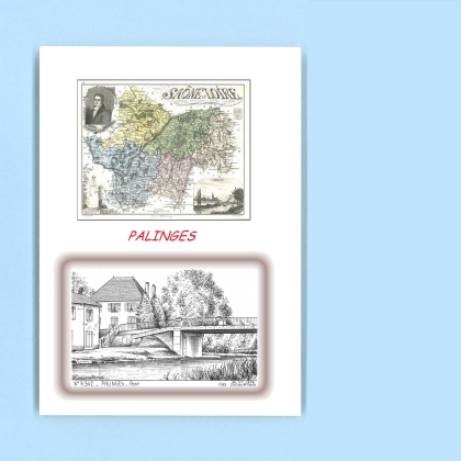 Cartes Postales impression Noir avec dpartement sur la ville de PALINGES Titre : pont