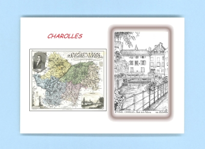 Cartes Postales impression Noir avec dpartement sur la ville de CHAROLLES Titre : quai de la poterne