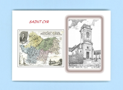 Cartes Postales impression Noir avec dpartement sur la ville de ST CYR Titre : eglise
