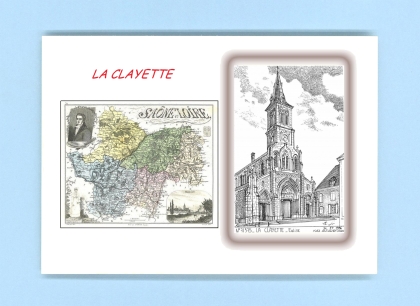 Cartes Postales impression Noir avec dpartement sur la ville de LA CLAYETTE Titre : eglise