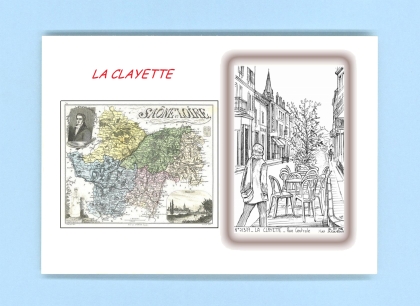 Cartes Postales impression Noir avec dpartement sur la ville de LA CLAYETTE Titre : rue centrale