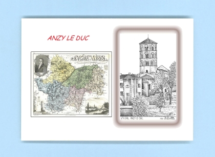 Cartes Postales impression Noir avec dpartement sur la ville de ANZY LE DUC Titre : vue