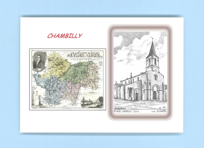 Cartes Postales impression Noir avec dpartement sur la ville de CHAMBILLY Titre : eglise