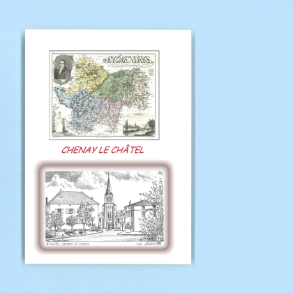 Cartes Postales impression Noir avec dpartement sur la ville de CHENAY LE CHATEL Titre : vue
