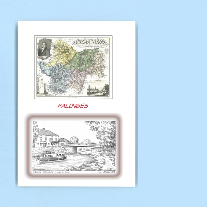 Cartes Postales impression Noir avec dpartement sur la ville de PALINGES Titre : levee du canal