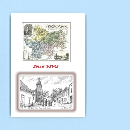 Cartes Postales impression Noir avec dpartement sur la ville de BELLEVESVRE Titre : vue (d apres ca)