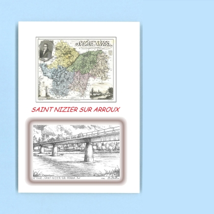 Cartes Postales impression Noir avec dpartement sur la ville de ST NIZIER SUR ARROUX Titre : pont