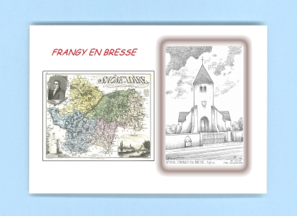 Cartes Postales impression Noir avec dpartement sur la ville de FRANGY EN BRESSE Titre : eglise