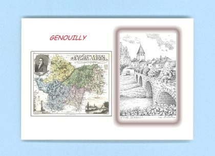 Cartes Postales impression Noir avec dpartement sur la ville de GENOUILLY Titre : vue