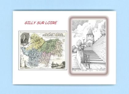 Cartes Postales impression Noir avec dpartement sur la ville de GILLY SUR LOIRE Titre : eglise