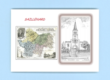 Cartes Postales impression Noir avec dpartement sur la ville de SAILLENARD Titre : eglise