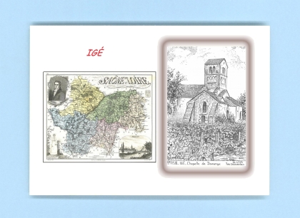 Cartes Postales impression Noir avec dpartement sur la ville de IGE Titre : chapelle de domange