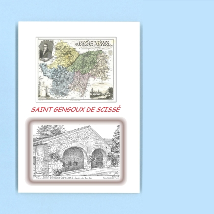 Cartes Postales impression Noir avec dpartement sur la ville de ST GENGOUX DE SCISSE Titre : lavoir de bon zon