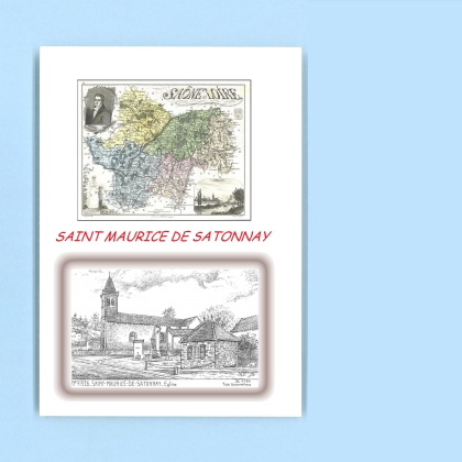 Cartes Postales impression Noir avec dpartement sur la ville de ST MAURICE DE SATONNAY Titre : eglise