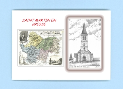 Cartes Postales impression Noir avec dpartement sur la ville de ST MARTIN EN BRESSE Titre : eglise